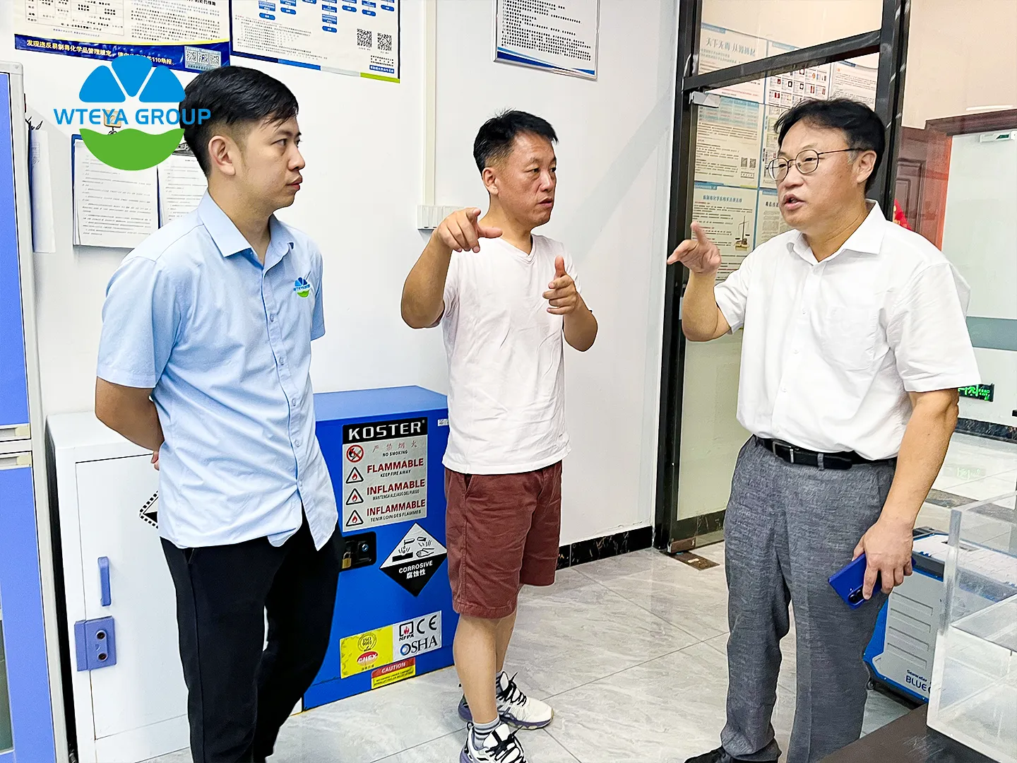 Korean clients reviewing lithium battery wastewater purification equipment at WTEYA