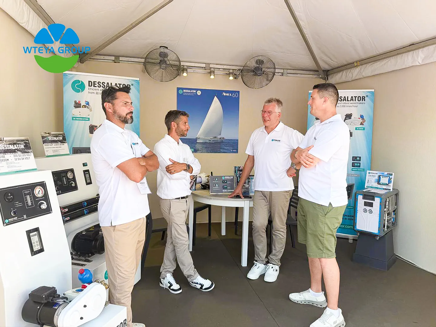 Three portable seawater desalination machines prepared for shipment to France